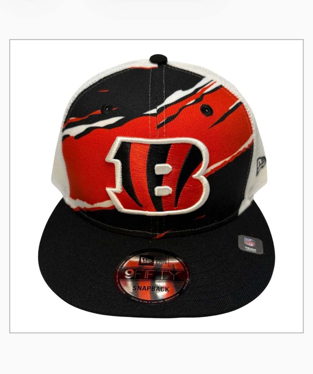 Men's Cincinnati Bengals New Era Black Tear Trucker 9FIFTY Snapback Hat,